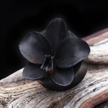 Detail View 1 of A Pair of Divine Orchid Organic Arang Wood Ear Gauge Plug